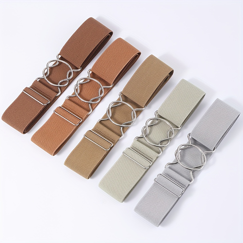 Adjustable Stretch Belt Elastic Waistband Dual Loop Buckle Casual Style
